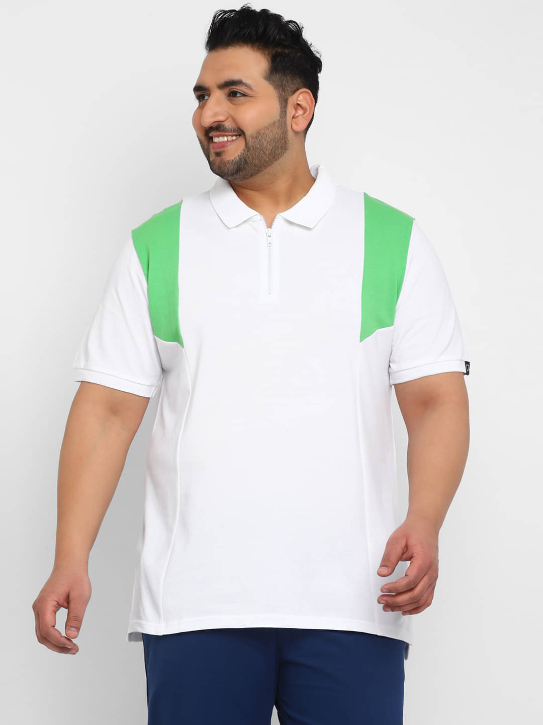     			Urbano Plus Pack of 1 Cotton Regular Fit Colorblock Half Sleeves Men's Polo T Shirt ( White )
