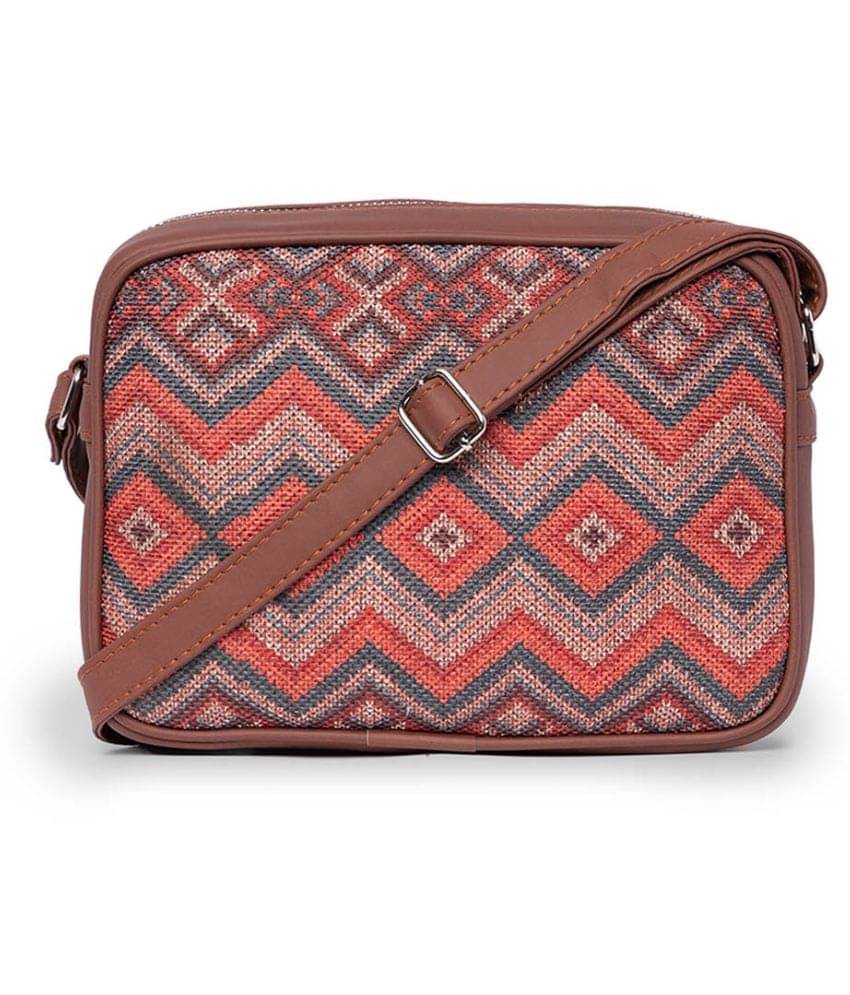     			Zouk Sling Bag Jute Set of 1 ( Multicolor )