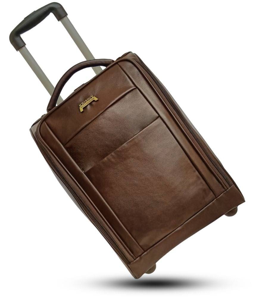     			krishiv Brown S (Below 60cm) Cabin Soft PU Trolley Bag Luggage