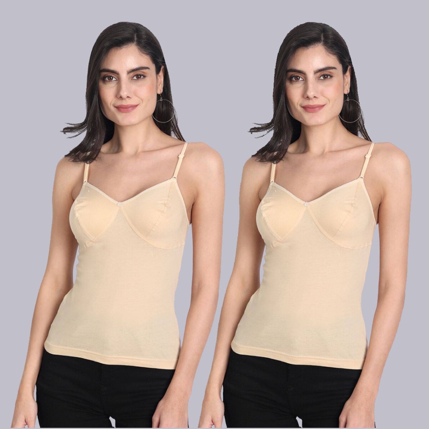 AIMLY Cotton Camisoles - Beige Pack of 2     			AIMLY Cotton Camisoles - Beige Pack of 2