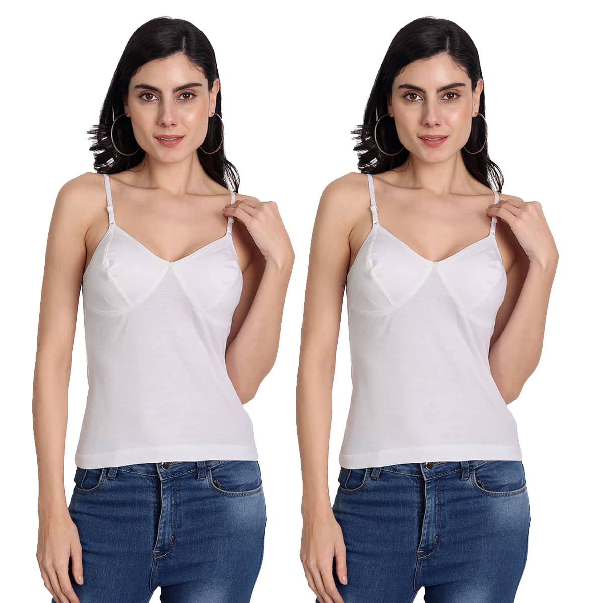 AIMLY Cotton Camisoles - White Pack of 2