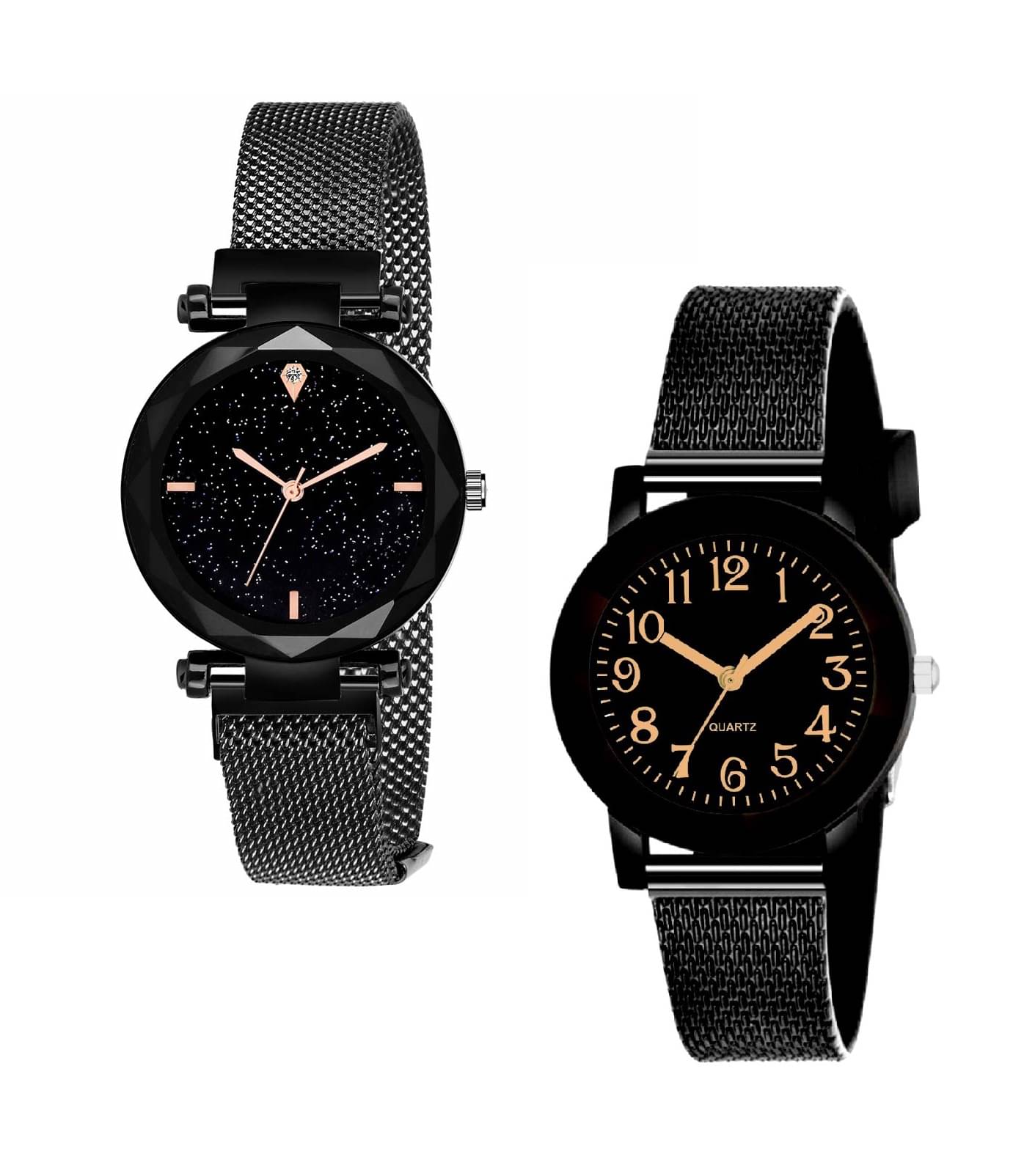     			Cosmic - Black PU Analog Couple's Watch