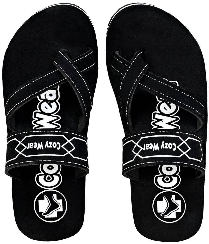     			Cozy Wear - Black Men's Leather Slipper