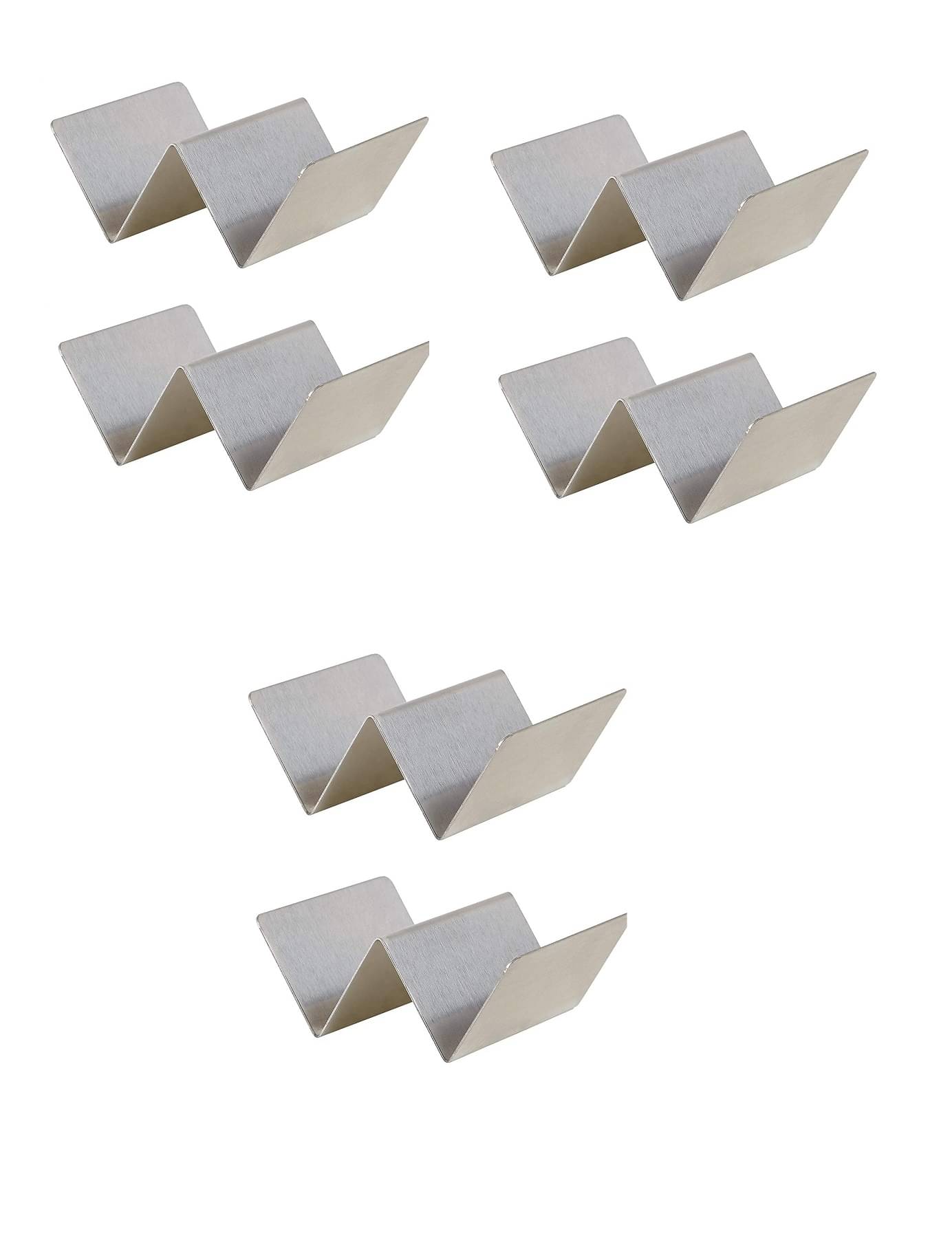     			Dynore - 1/2 Taco Holder Silver Serving Tray ( Set of 6 )