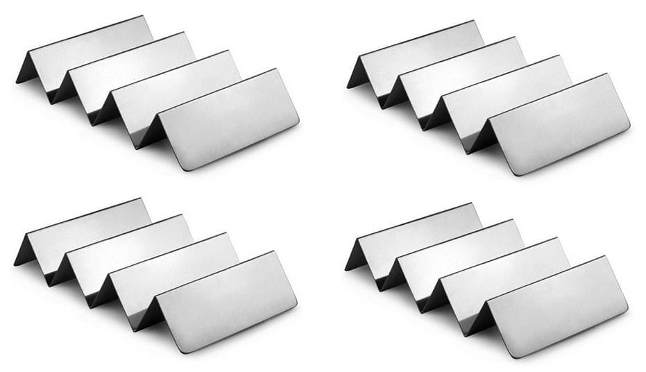     			Dynore - 3/4 Taco Holder Silver Serving Tray ( Set of 4 )