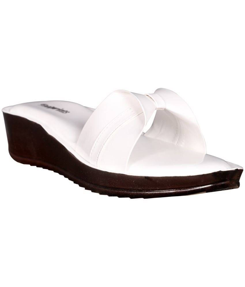 Footprints - White Women's Slip On Heels     			Footprints - White Women's Slip On Heels