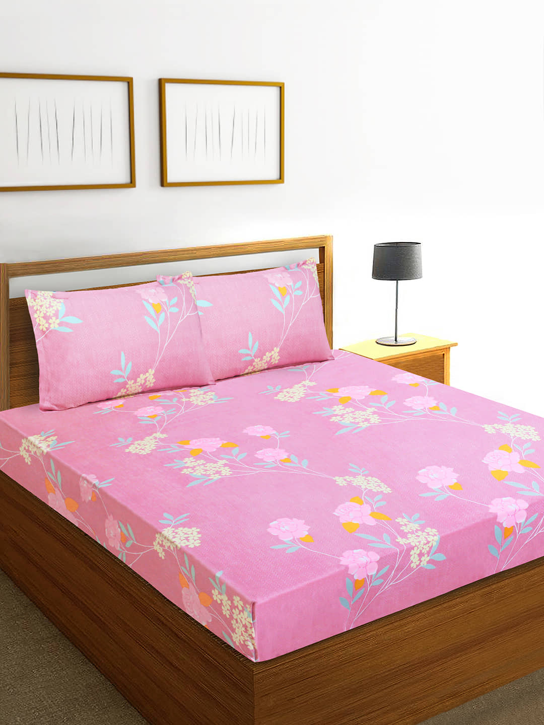 Home Candy Microfiber Double Bedsheet ( Orange )