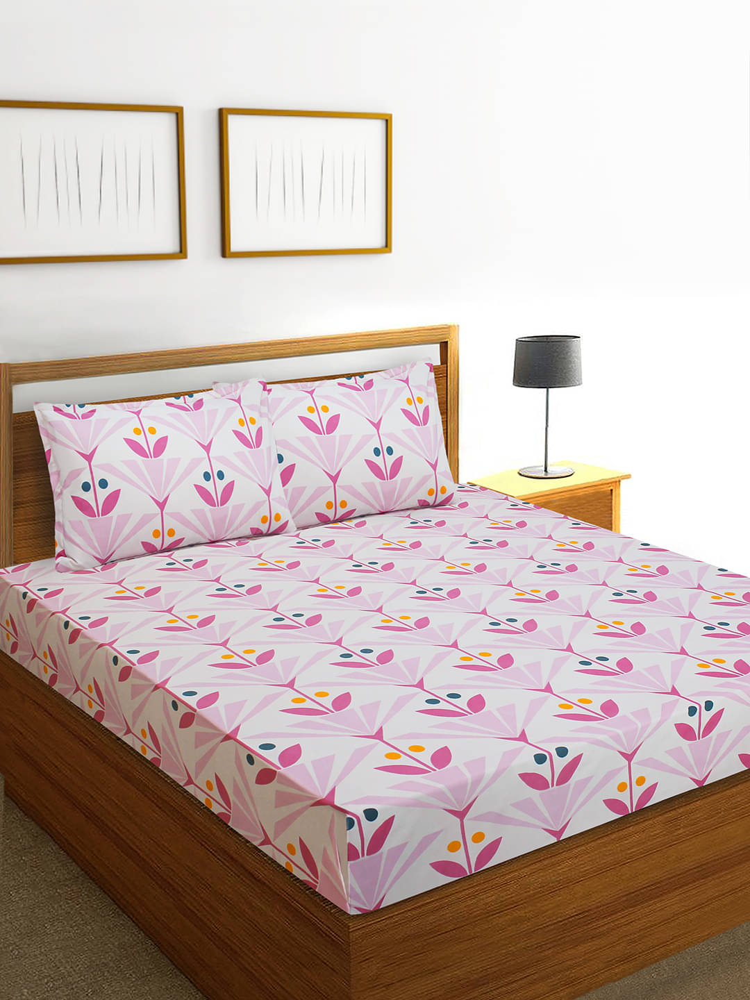 Home Candy Microfiber Floral Double Bedsheet with 2 Pillow Covers-Pink Home Candy Microfiber Floral Double Bedsheet with 2 Pillow Covers-Pink