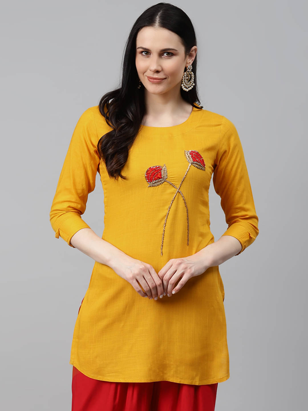     			JC4U - Mustard Rayon Women's Straight Kurti ( Pack of 1 )