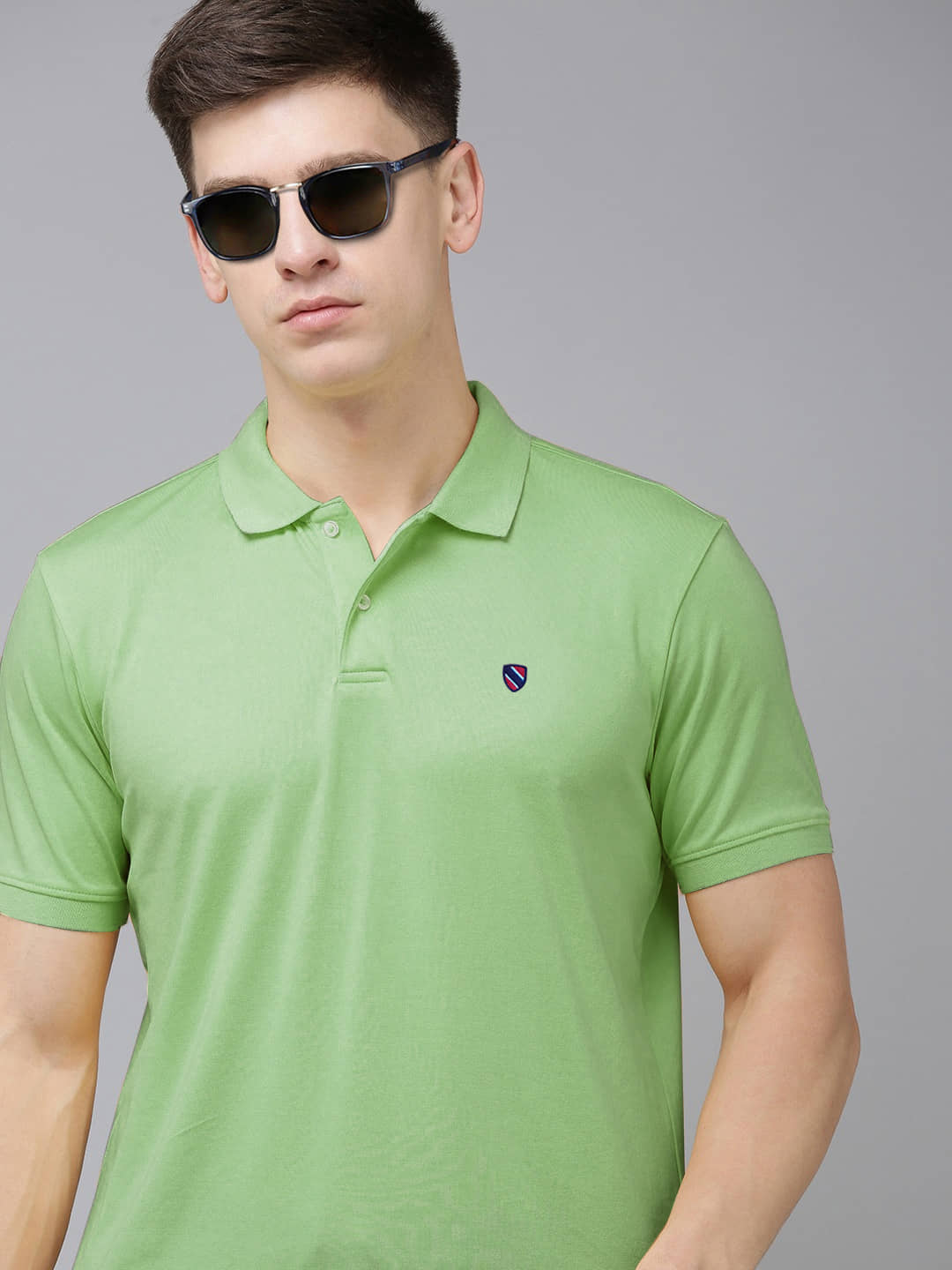 Merriment Pack of 1 Cotton Blend Regular Fit Solid Half Sleeves Men's Polo T Shirt ( Green )