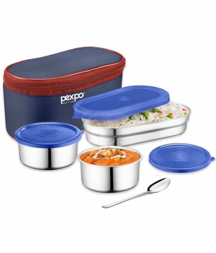     			Pexpo - DELIGHT STEEL Stainless Steel Lunch Box 3 Container ( Pack of 1 )