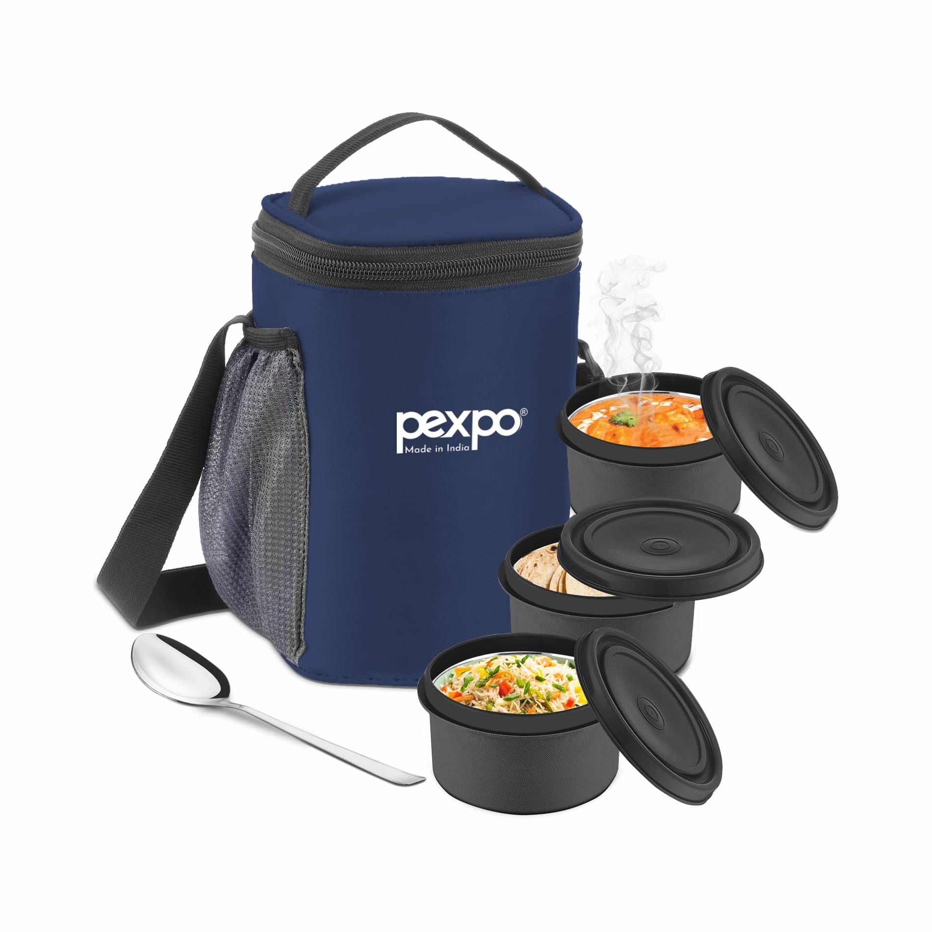     			Pexpo - Micro Pro Lunch Box Stainless Steel Lunch Box 3 Container ( Pack of 1 )