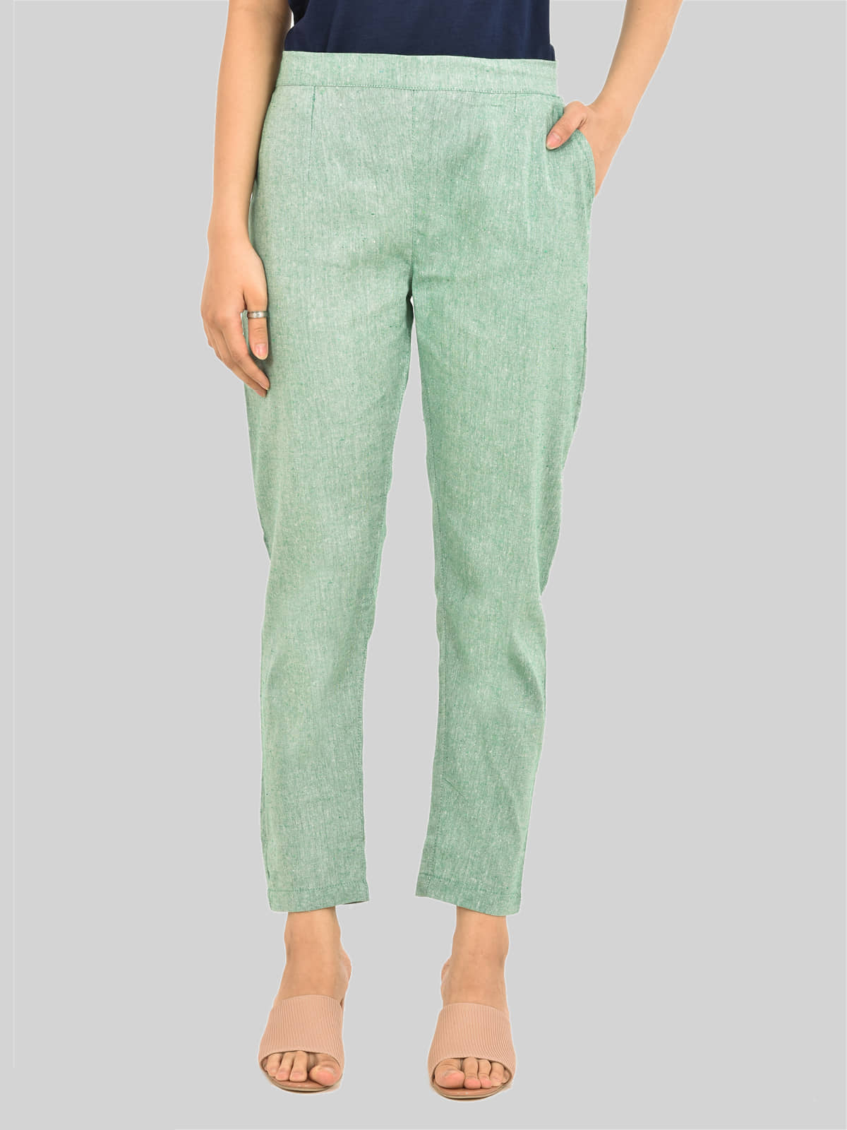 QuaClo - Green Cotton Regular Women's Formal Pants ( Pack of 1 ) - Trousers | Buy online on ZillyBuy