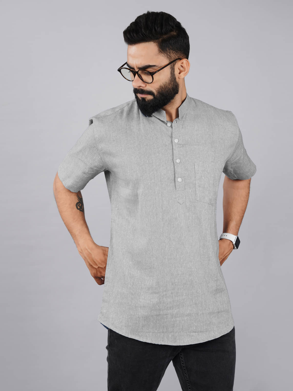 QuaClo - Grey Cotton Men's Regular Kurta ( Pack of 1 ) - Kurtas & Kurta Sets | Buy online on ZillyBuy