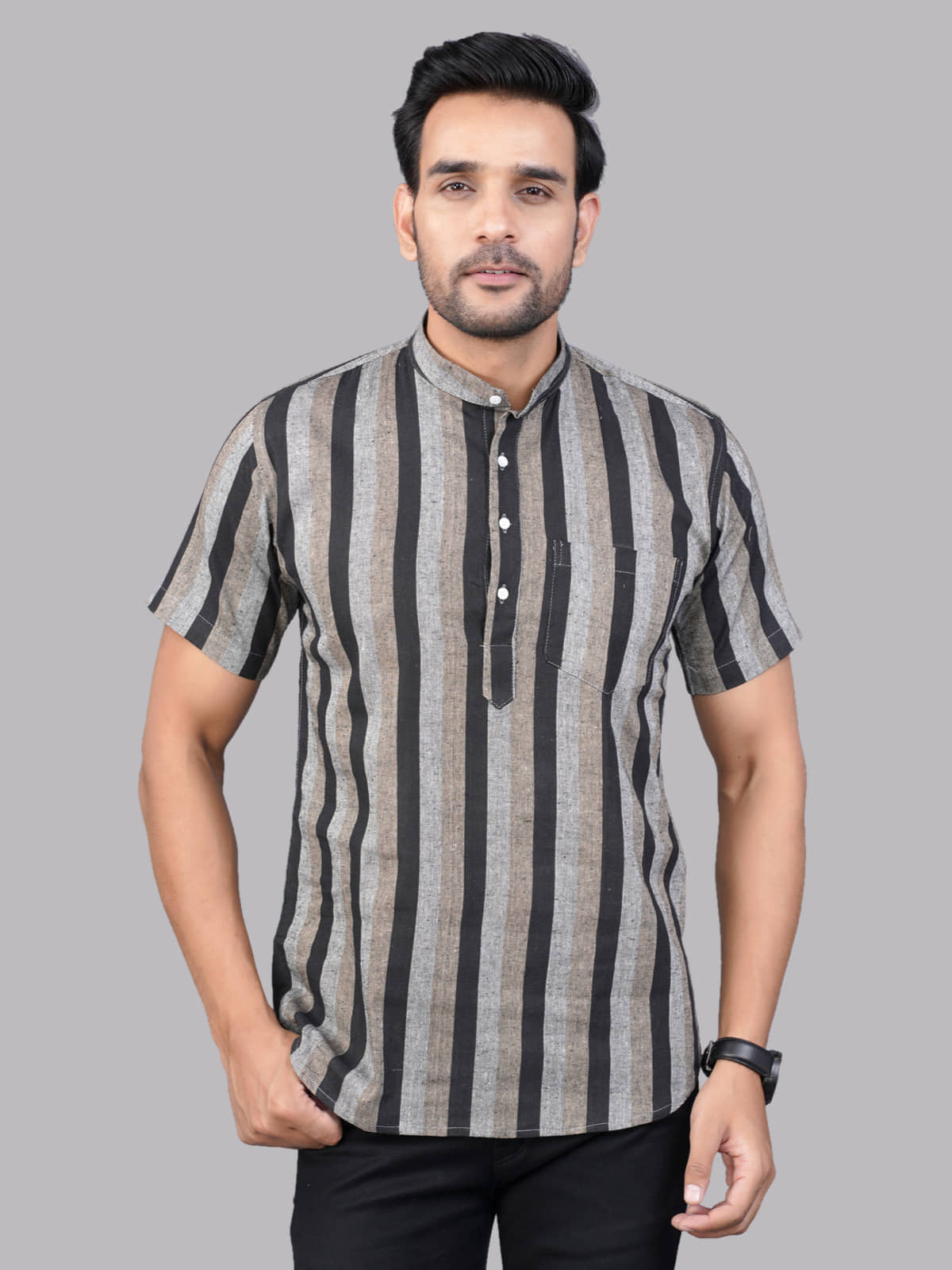 QuaClo - Grey Cotton Men's Regular Kurta ( Pack of 1 ) - Kurtas & Kurta Sets | Buy online on ZillyBuy
