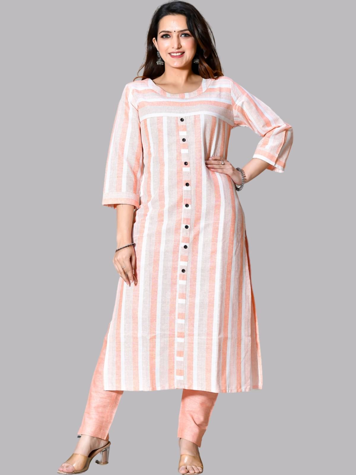 QuaClo - Orange 100% Cotton Women's Straight Kurti ( Pack of 1 ) QuaClo - Orange 100% Cotton Women's Straight Kurti ( Pack of 1 )