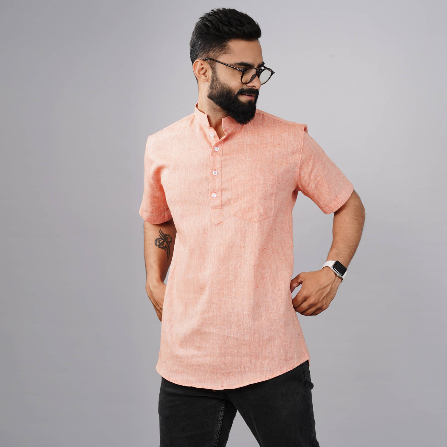     			QuaClo - Orange Cotton Men's Regular Kurta ( Pack of 1 )