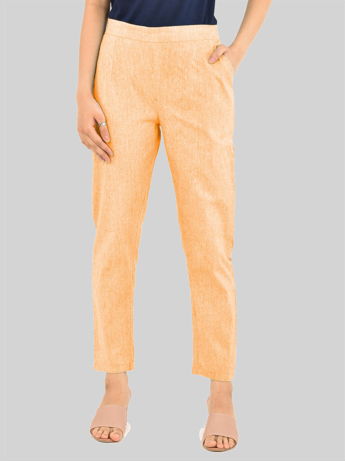    			QuaClo - Orange Cotton Regular Women's Formal Pants ( Pack of 1 )