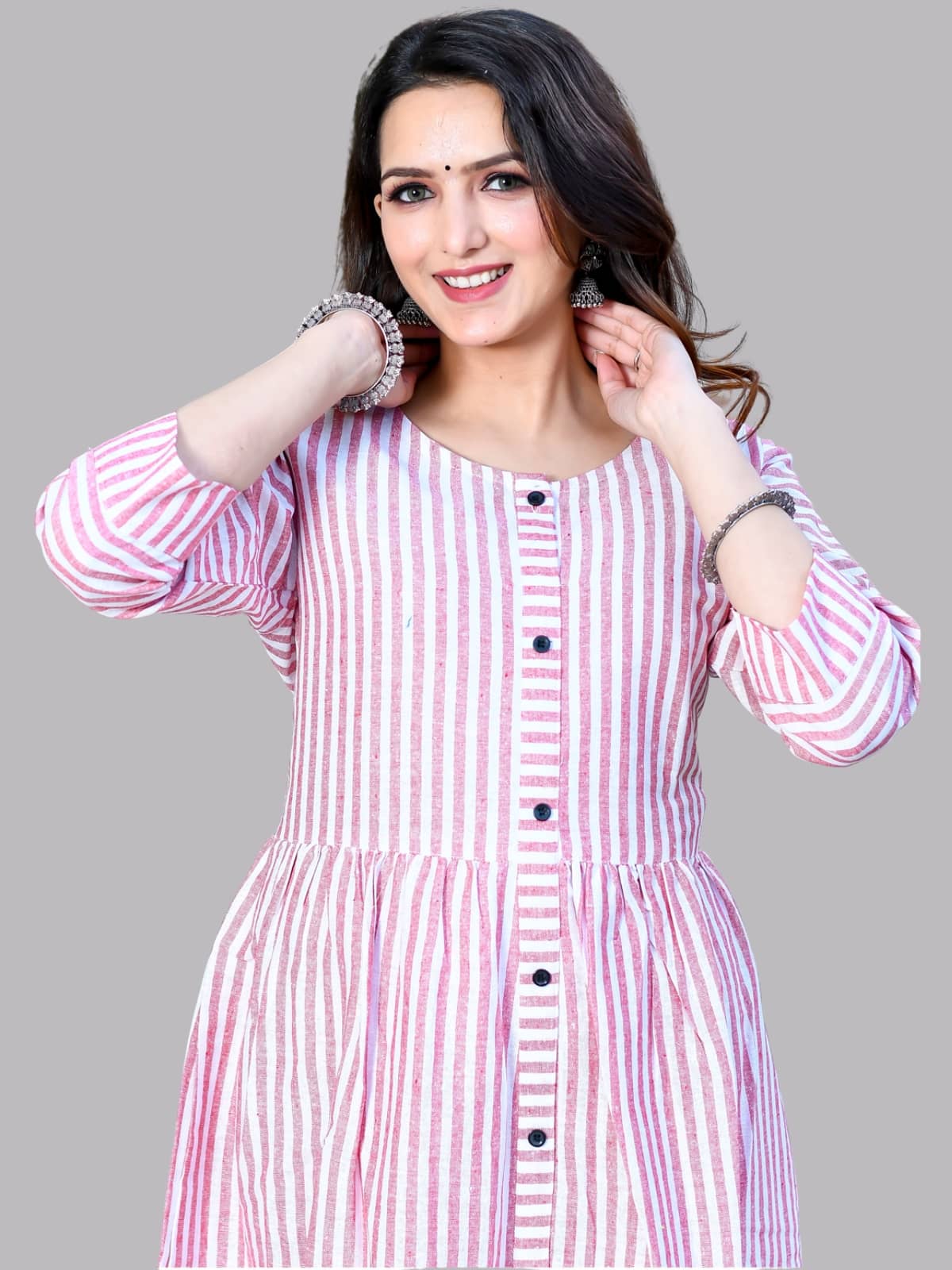QuaClo - Pink 100% Cotton Women's Flared Kurti ( Pack of 1 ) - Kurtis, Tunics | Buy online on ZillyBuy