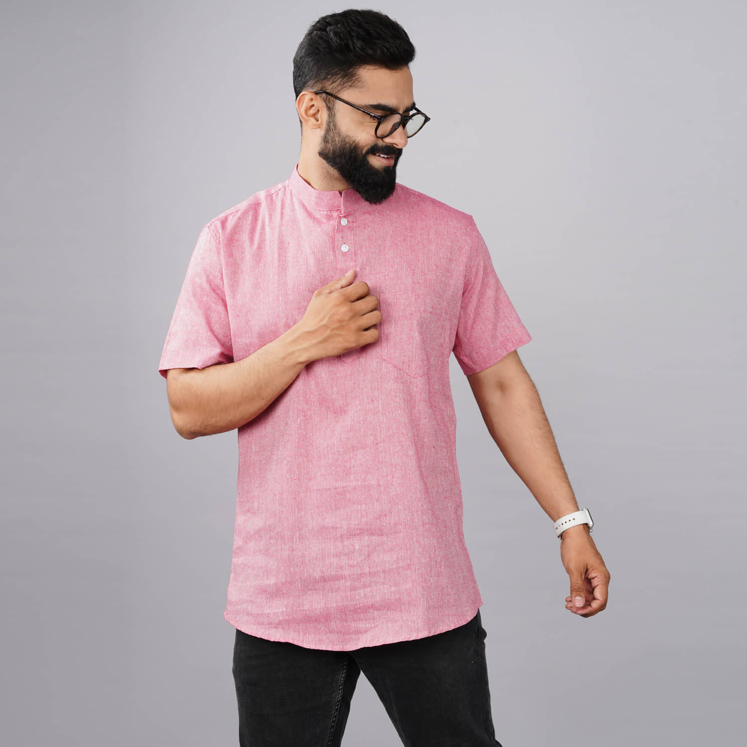 QuaClo - Pink Cotton Men's Regular Kurta ( Pack of 1 ) - Kurtas & Kurta Sets | Buy online on ZillyBuy