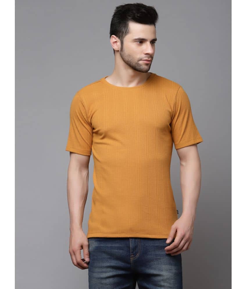 Rigo Pack of 1 Cotton Blend Slim Fit Men's T-Shirt ( Yellow )