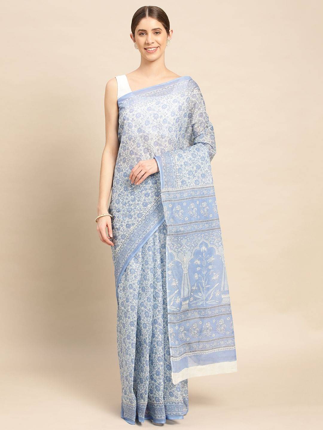     			SHANVIKA Cotton Printed Saree Without Blouse Piece ( Blue )