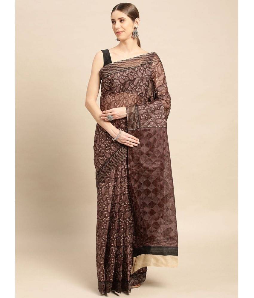 SHANVIKA Cotton Printed Saree Without Blouse Piece ( Brown ) SHANVIKA Cotton Printed Saree Without Blouse Piece ( Brown )