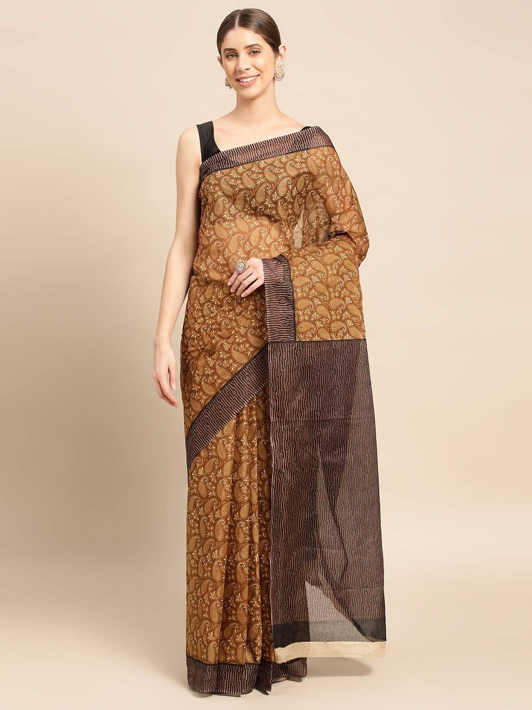 SHANVIKA Cotton Printed Saree Without Blouse Piece ( Mustard ) SHANVIKA Cotton Printed Saree Without Blouse Piece ( Mustard )