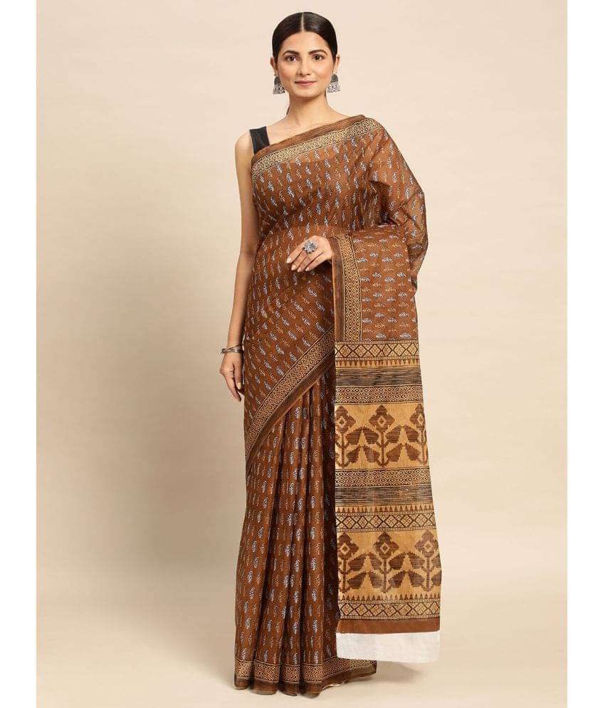 SHANVIKA Cotton Printed Saree Without Blouse Piece ( Mustard ) SHANVIKA Cotton Printed Saree Without Blouse Piece ( Mustard )