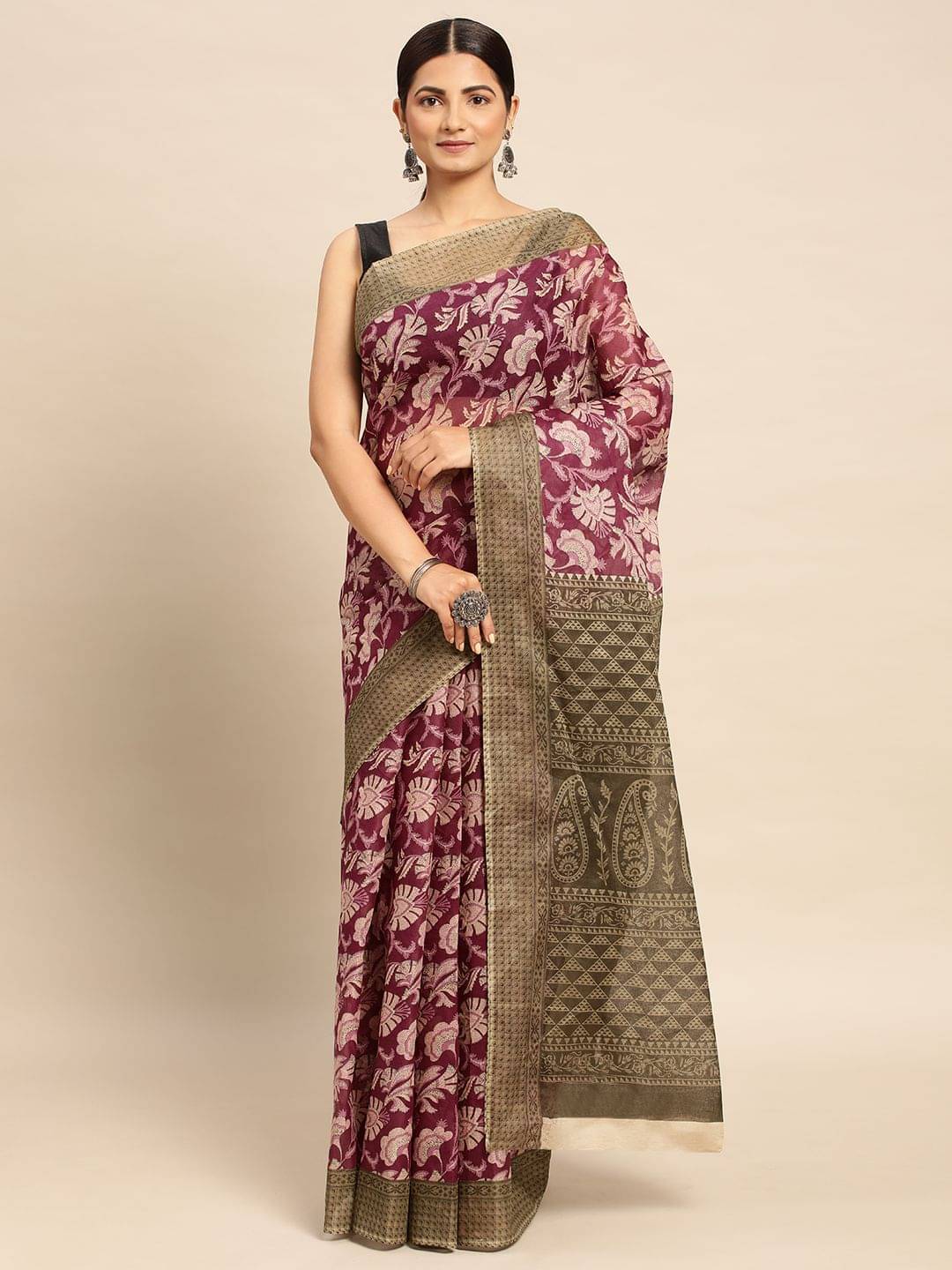 SHANVIKA Cotton Printed Saree Without Blouse Piece ( Purple ) SHANVIKA Cotton Printed Saree Without Blouse Piece ( Purple )