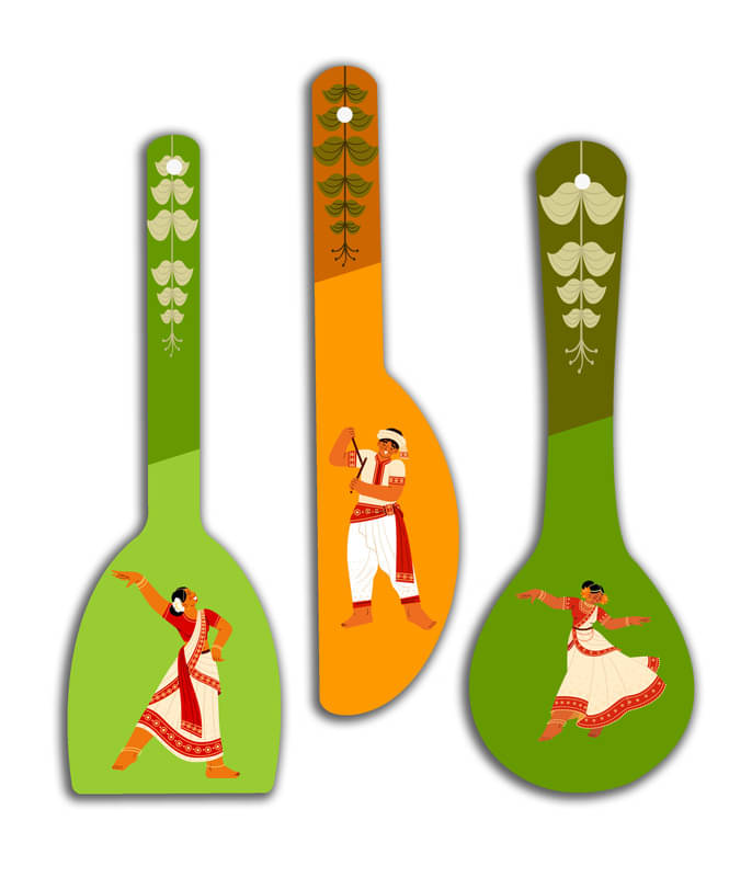    			Saf Wood Spoon Shape Designer Designer Shape Decoratives Panel Multi - Pack of 3