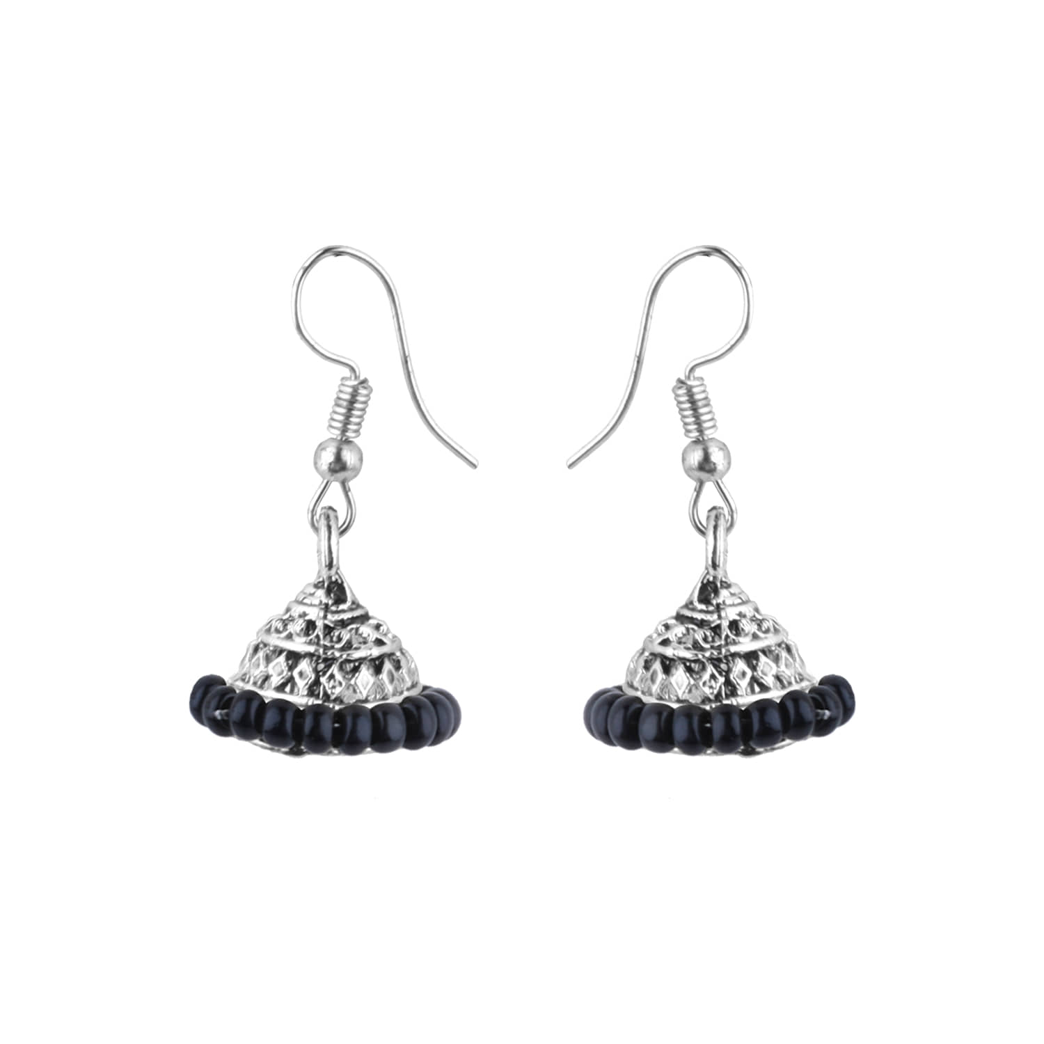 Silver Shine - Black Jhumki Earrings ( Pack of 1 ) - Earrings | Buy online on ZillyBuy