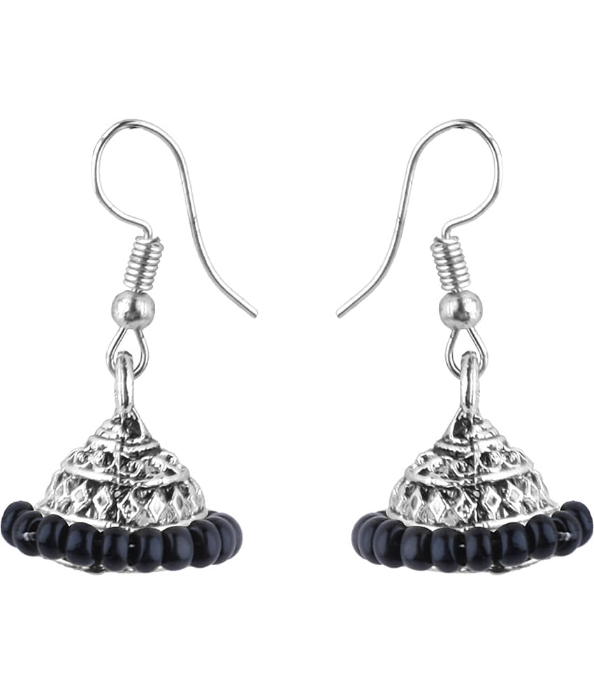 Silver Shine - Black Jhumki Earrings ( Pack of 1 ) - Earrings | Buy online on ZillyBuy