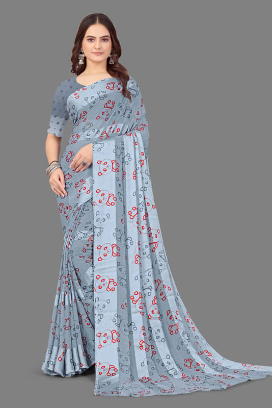 Sitanjali Georgette Printed Saree With Unstitched Blouse Piece ( Grey ) Sitanjali Georgette Printed Saree With Unstitched Blouse Piece ( Grey )