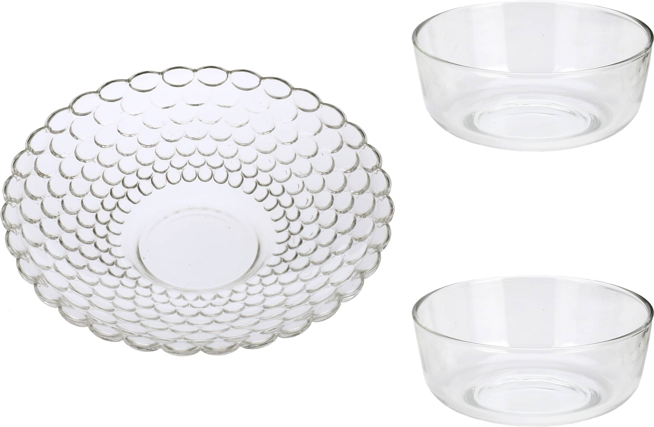     			Somil - Combo Of 2 Bowl And 1 Plate Transparent Glass Dinner Set ( Pack of 3 )