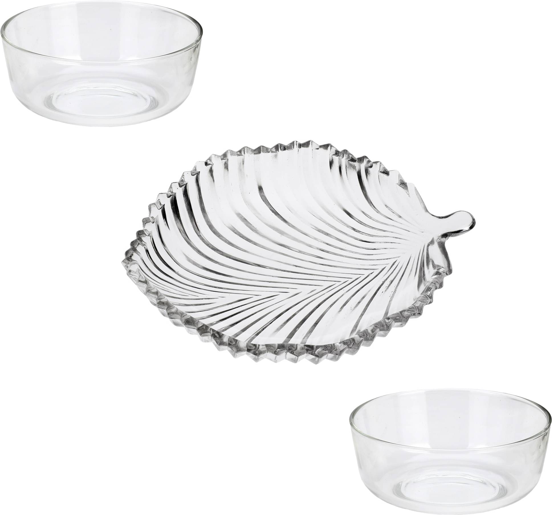     			Somil - Combo Of 2 Bowl And 1 Plate Transparent Glass Dinner Set ( Pack of 3 )