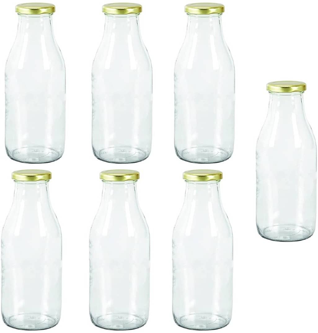 Somil - Stylish Kitchen Storage & Serving Glass Bottle Transparent Water Bottle 500 mL ( Set of 7 )