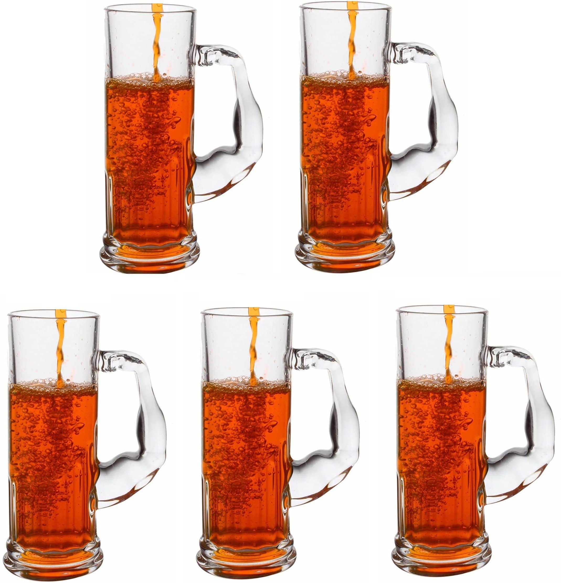 Somil Beer Mug Glasses Set,  600 ML - (Pack Of 5)