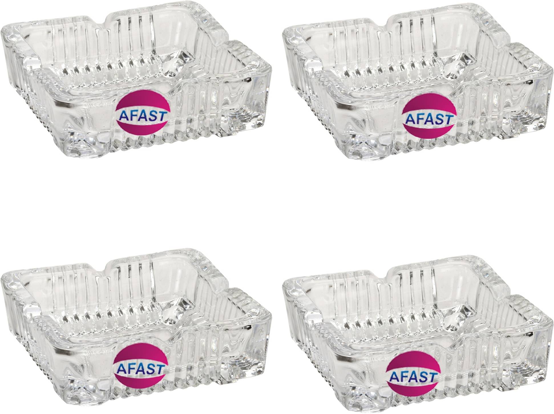     			Stain, Spot & Smell Free Designer Glass Ash Tray, square, Pack Of 4
