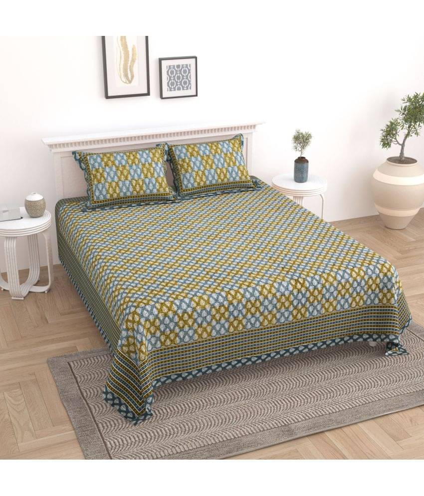 Uniqchoice Cotton Double Bedsheet ( Green ) Uniqchoice Cotton Double Bedsheet ( Green )