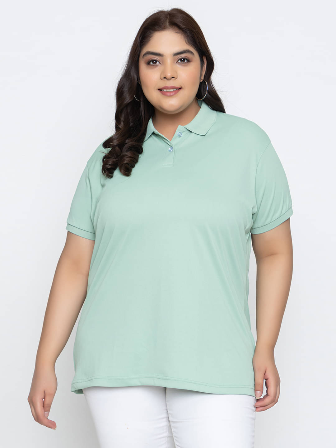 YHA Women Cotton Blend Solid Regular Fit Polo Collar T-Shirt ( Mint Green ) YHA Women Cotton Blend Solid Regular Fit Polo Collar T-Shirt ( Mint Green )