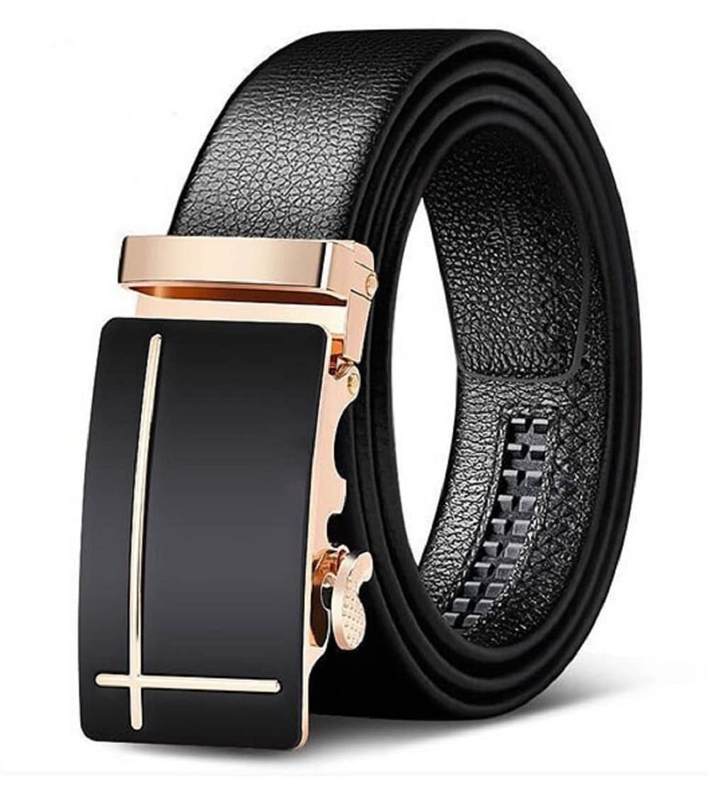 Zacharias - Black Leather Men's Casual Belt ( Pack of 1 )