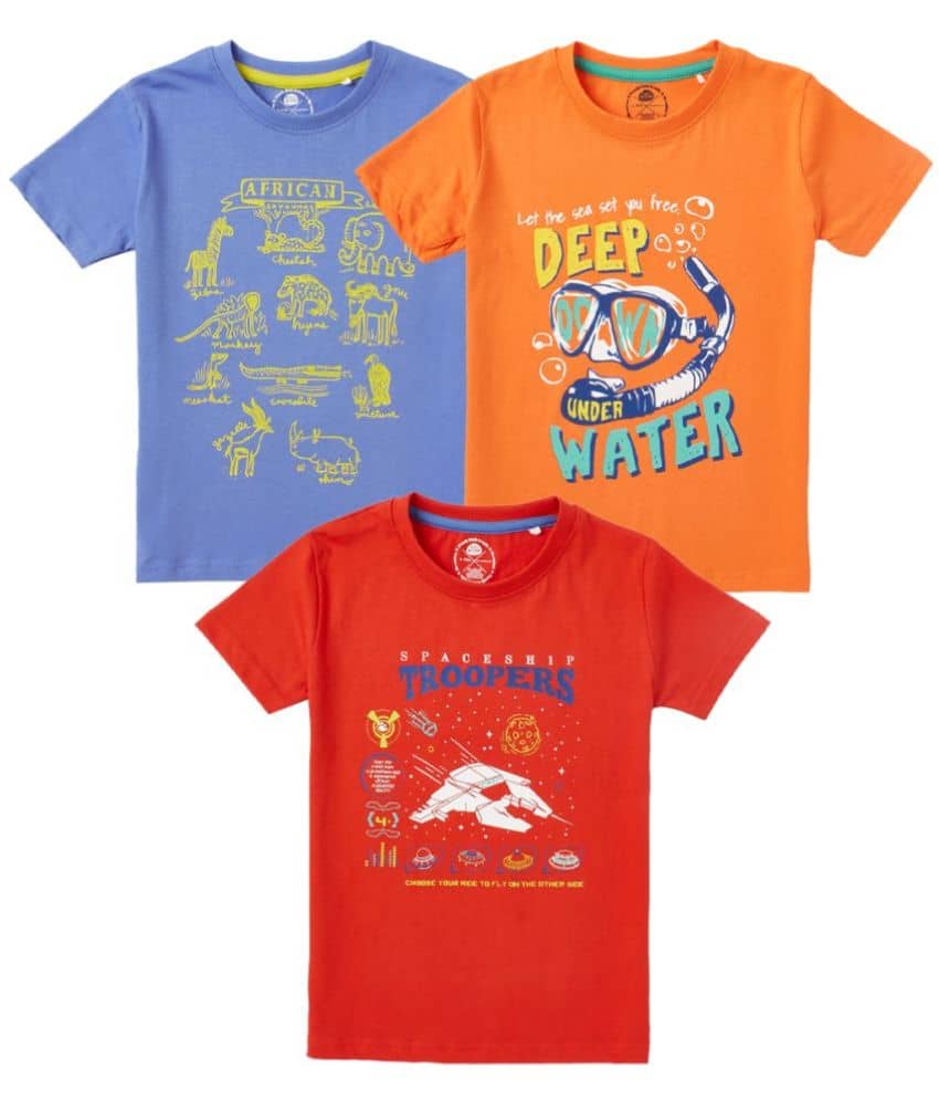 Cub Mcpaws Pack of 3 Boys Cotton T-Shirt ( Multi Color )