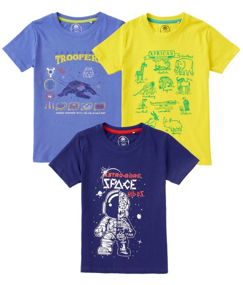     			Cub Mcpaws Pack of 3 Boys Cotton T-Shirt ( Multi Color )