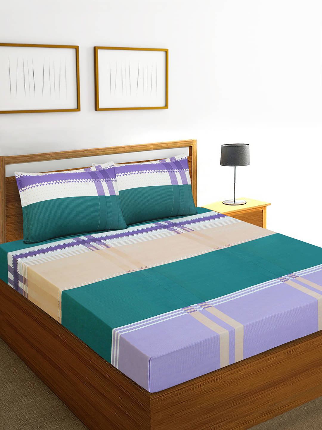     			Home Candy Microfiber Double Bedsheet ( Green )