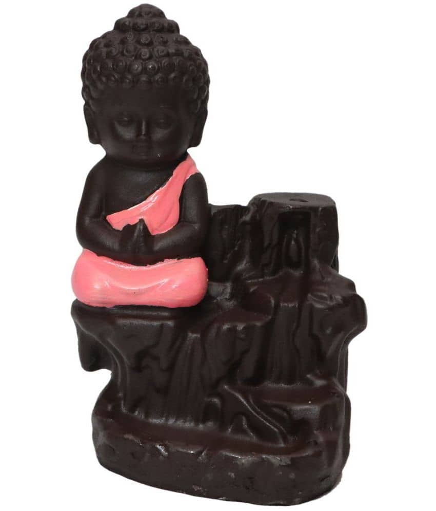 Khushi Enterprises Backflow  Smoke Fountain Resin Buddha Idol 8 x 4 cms Pack of 1