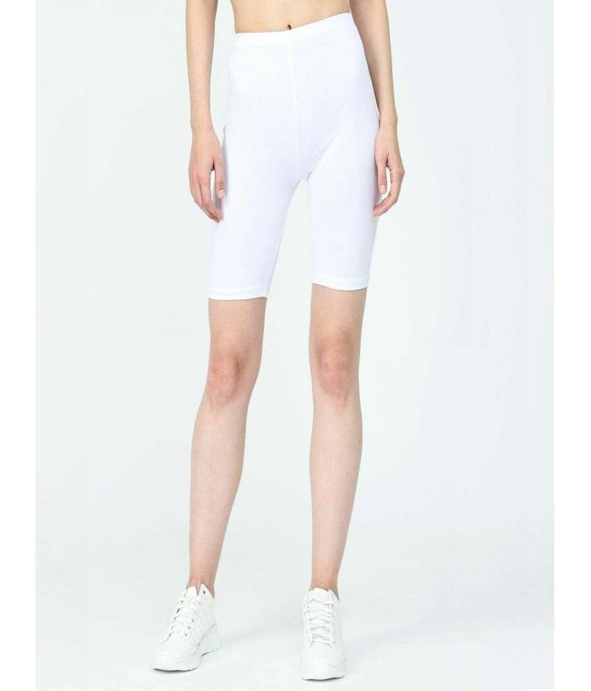     			MRB Cotton Lycra Capris - White Single