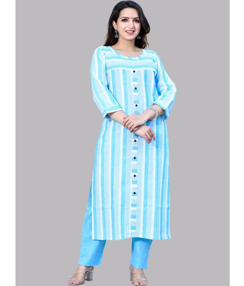 QuaClo - Blue 100% Cotton Women's Straight Kurti ( Pack of 1 ) - Kurtis, Tunics | Buy online on ZillyBuy