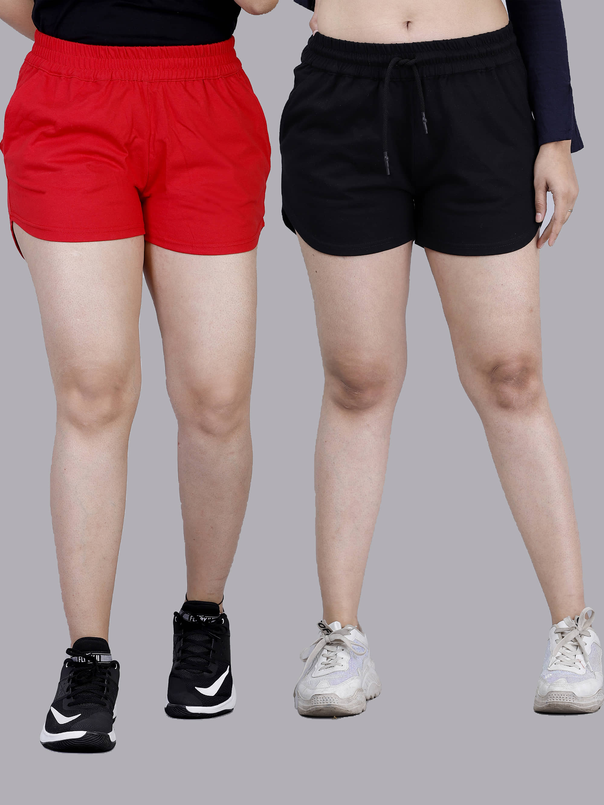 Scrott Fitness Cotton Hot Pants - Multi Color Pack of 2