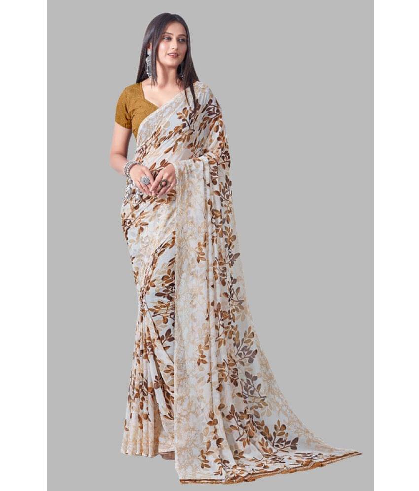 Sitanjali Georgette Printed Saree With Unstitched Blouse Piece ( Brown ) Sitanjali Georgette Printed Saree With Unstitched Blouse Piece ( Brown )